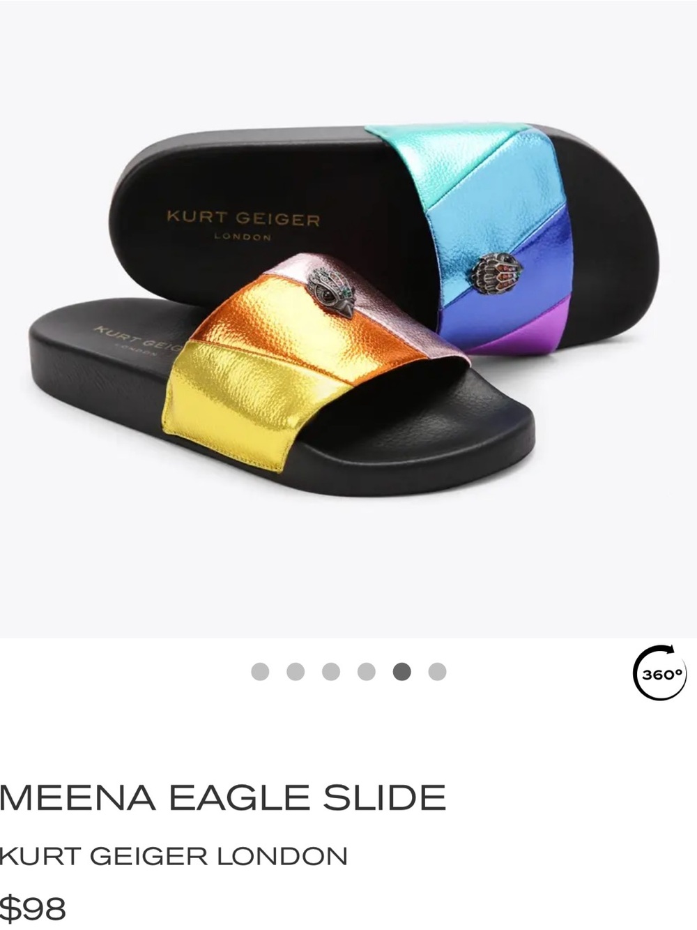 Kurt Geiger Metallic Rainbow Slide Sandals